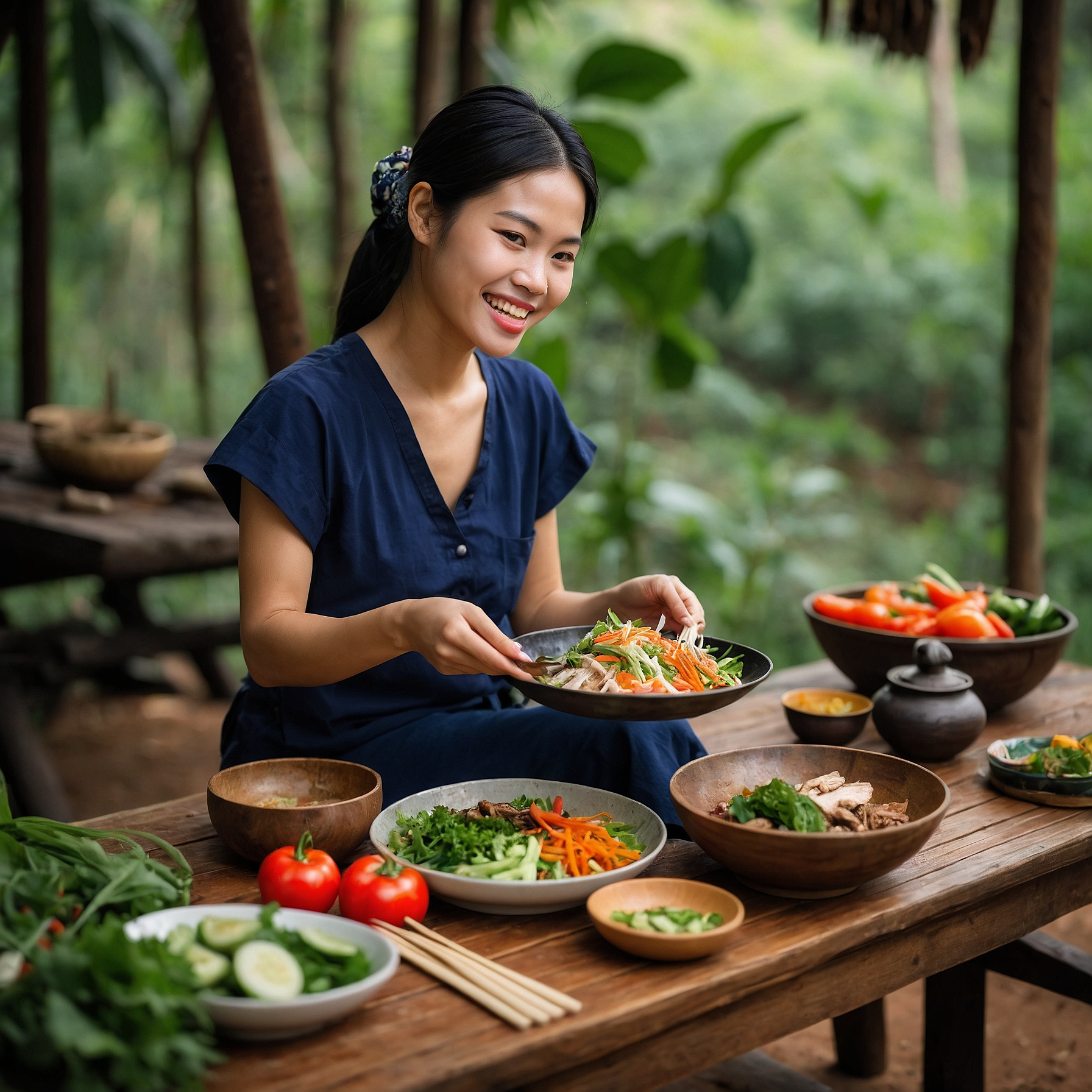 Leonardo_Vision_XL_A_happy_young_Vietnamese_woman_preparing_an_0